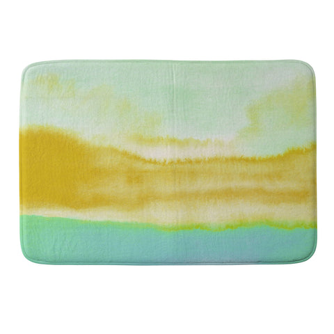 Georgiana Paraschiv Gold and Mint Landscape Memory Foam Bath Mat