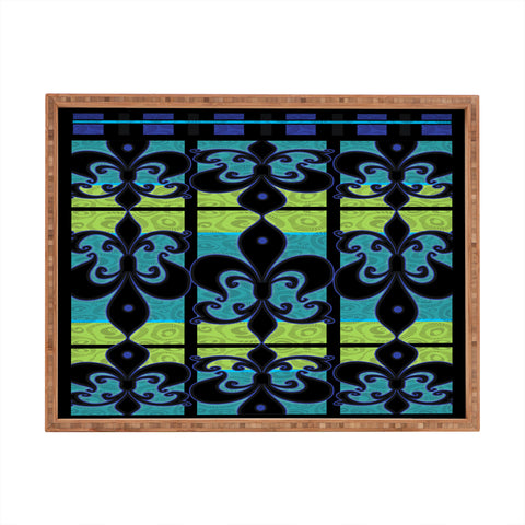 Gina Rivas Design Peacock Patch Greens Rectangular Tray