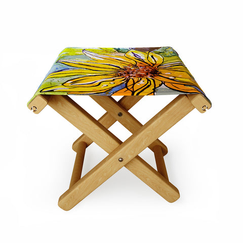 Ginette Fine Art Sunflower Yellow Ribbon Folding Stool