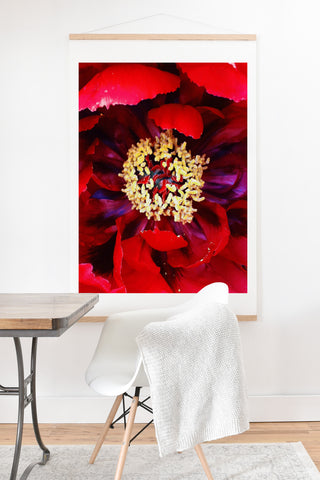 Happee Monkee Red Peony Art Print And Hanger