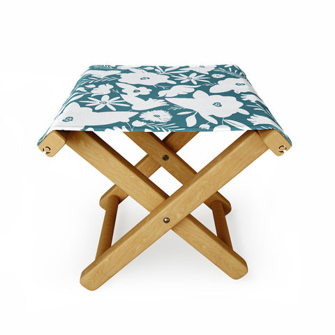 Heather Dutton Finley Floral Teal Folding Stool