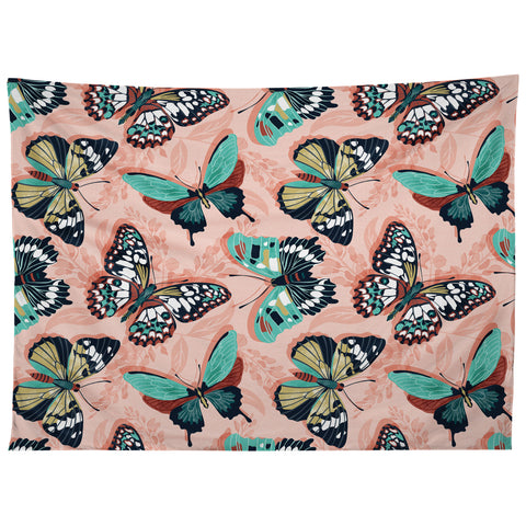 Heather Dutton Mariposa Boho Butterflies Pink Tapestry