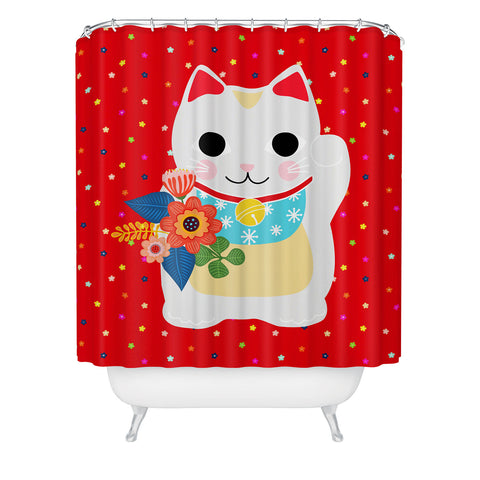 Hello Sayang Lucky Cat Shower Curtain