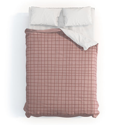 Hello Twiggs Pink Grid Comforter
