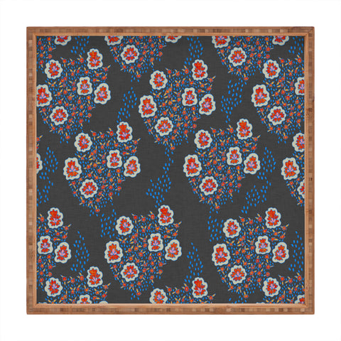 Holli Zollinger Boho Dark Floral Square Tray