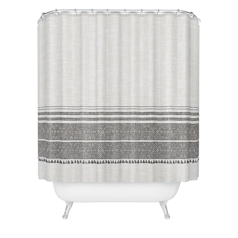 Holli Zollinger FRENCH LINEN CHARCOAL TASSEL Shower Curtain