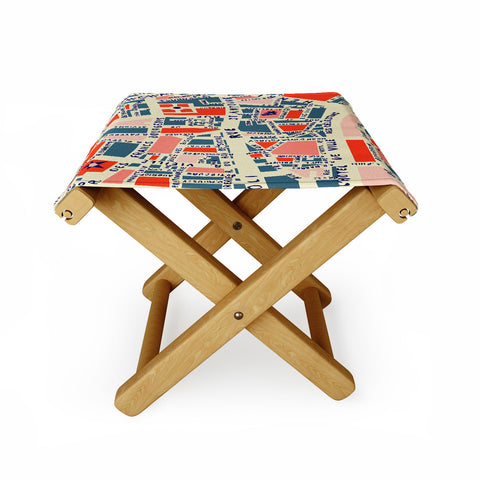 Holli Zollinger Paris Map Blue Folding Stool