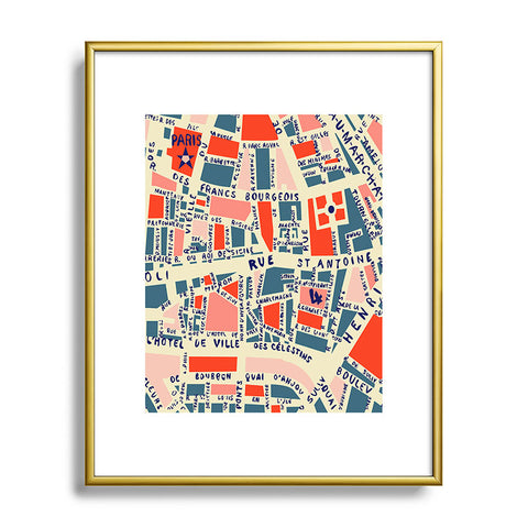 Holli Zollinger Paris Map Blue Metal Framed Art Print