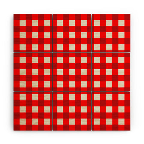 Holli Zollinger Red Gingham Wood Wall Mural