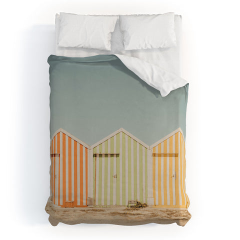 Ingrid Beddoes Beach Huts II Duvet Cover