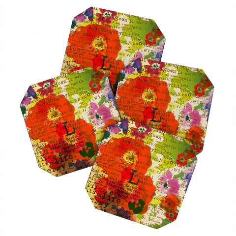 Irena Orlov Poppy Poetry 3 Coaster Set