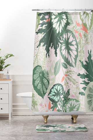 Iveta Abolina Alocasia Garden Green Shower Curtain And Mat