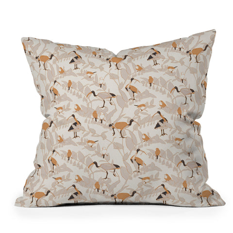 Iveta Abolina Birds and Vines Cream Throw Pillow