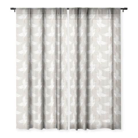 Iveta Abolina Cranes Neutral Sheer Window Curtain