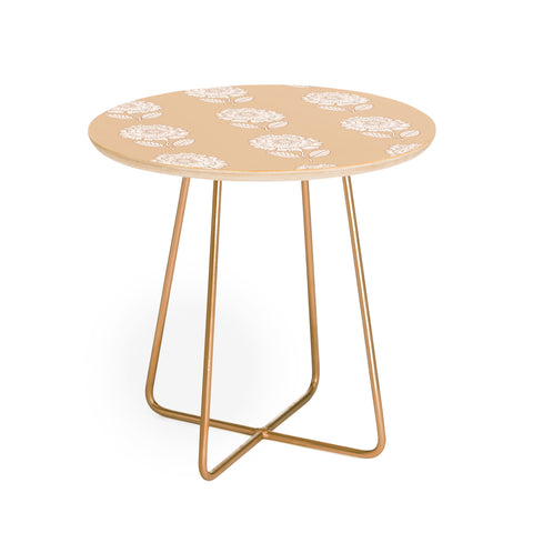 Iveta Abolina Floral Beige Coral Round Side Table