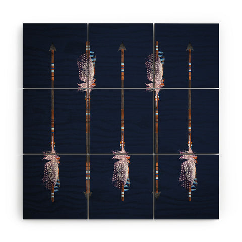 Iveta Abolina Native Blue Arrows Wood Wall Mural