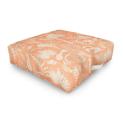 Iveta Abolina Palm Leaves Beige Coral Outdoor Floor Cushion