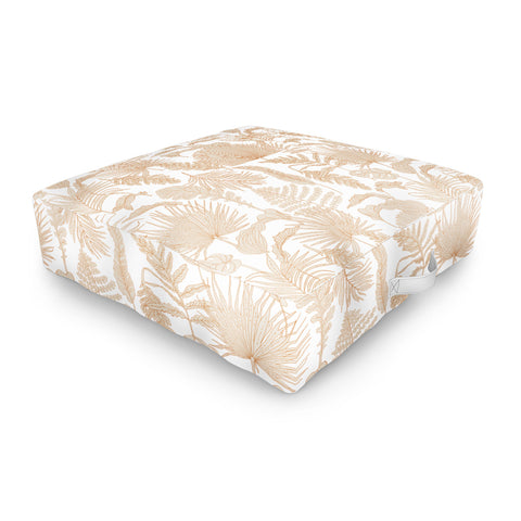 Iveta Abolina Palm Leaves Cream White Outdoor Floor Cushion