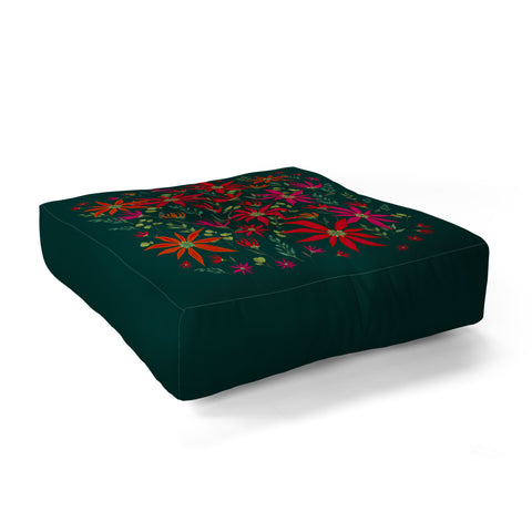 Iveta Abolina Poinsettia Emerald Floor Pillow Square