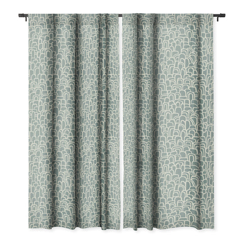 Iveta Abolina Rolling Hill Arches Teal Blackout Window Curtain