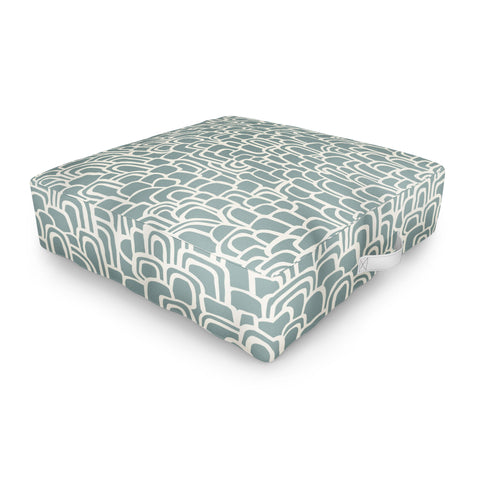 Iveta Abolina Rolling Hill Arches Teal Outdoor Floor Cushion