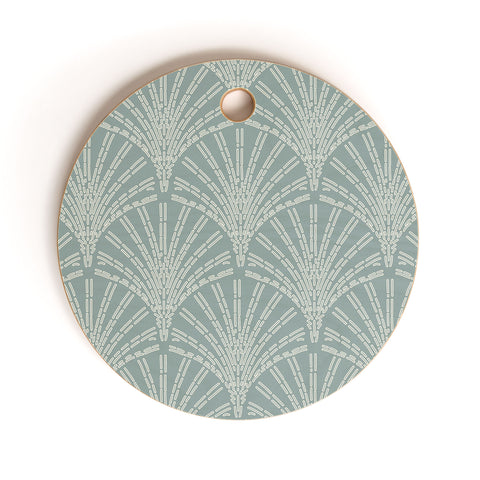 Iveta Abolina Scallop Fan Teal Cutting Board Round