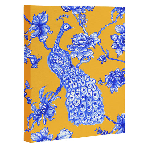 Jacqueline Maldonado Chinoserie Peacock Yellow Art Canvas