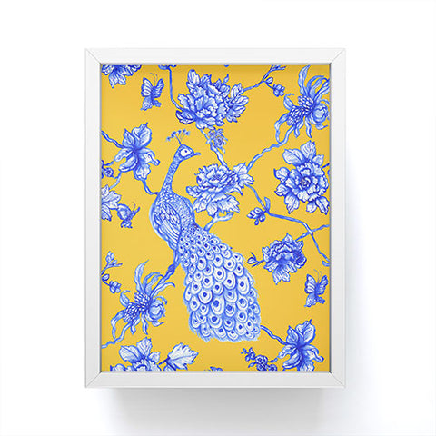 Jacqueline Maldonado Chinoserie Peacock Yellow Framed Mini Art Print