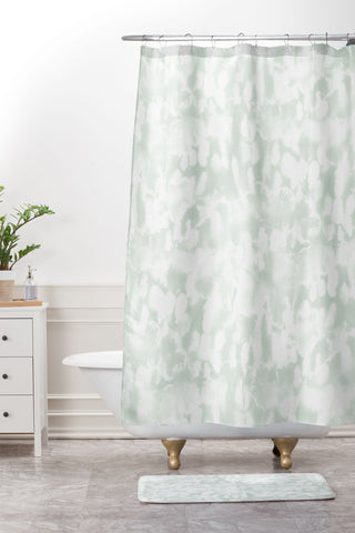 Jacqueline Maldonado Inverse Ice Dye Green Tea Shower Curtain And Mat