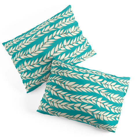 Jacqueline Maldonado Leaf Dot Stripe Teal Pillow Shams