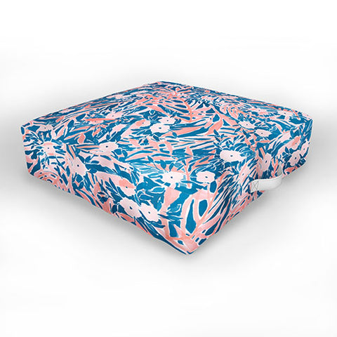 Jacqueline Maldonado Tropical Daydream Coral Blue Outdoor Floor Cushion