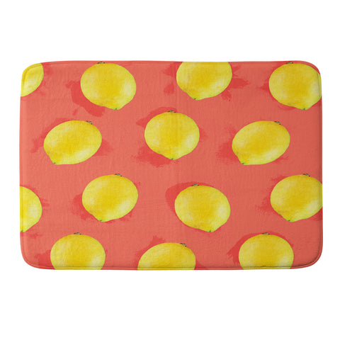 Jacqueline Maldonado Watercolor Lemons Memory Foam Bath Mat