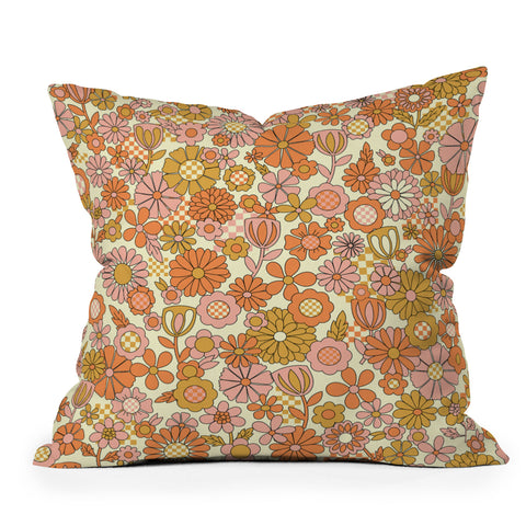 Jenean Morrison Checkered Past in Coral Throw Pillow