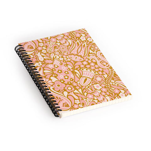 Jenean Morrison Floral Fair in Gold Spiral Notebook