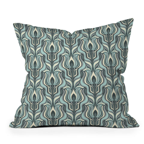 Jenean Morrison Floral Flame in Blue Throw Pillow