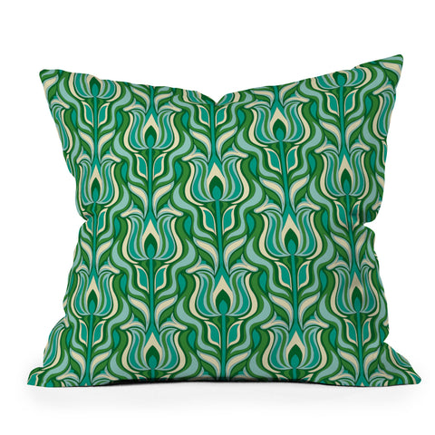 Jenean Morrison Floral Flame in Green Throw Pillow