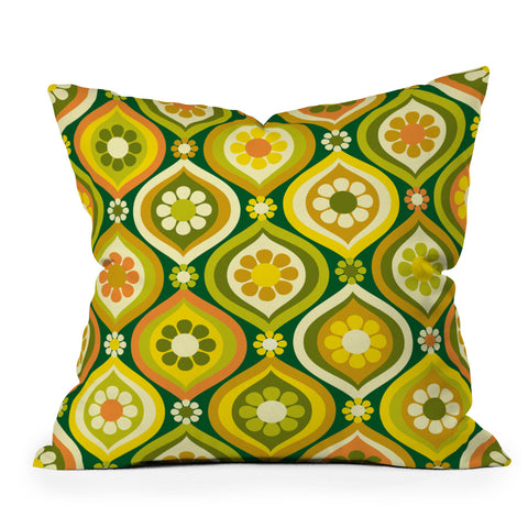 Jenean Morrison Ogee Floral Orange and Green Throw Pillow