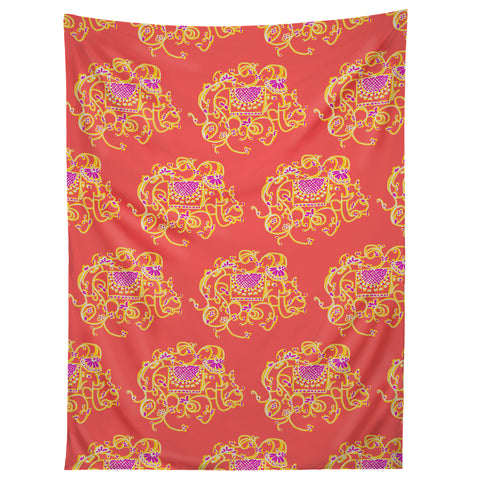 Joy Laforme Far Far Away Elephants In Red Tapestry