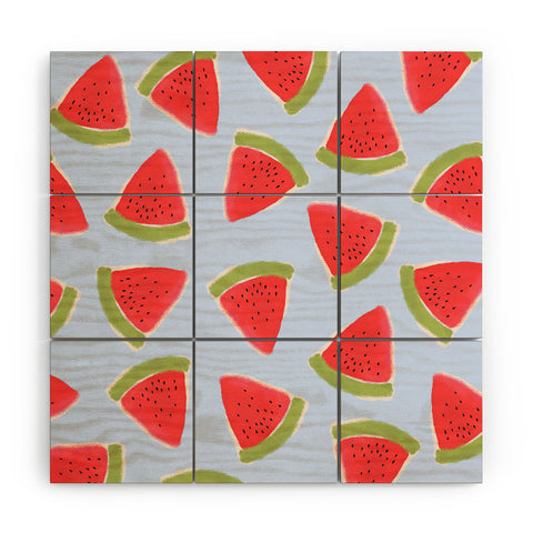 Joy Laforme Watermelon Confetti Wood Wall Mural