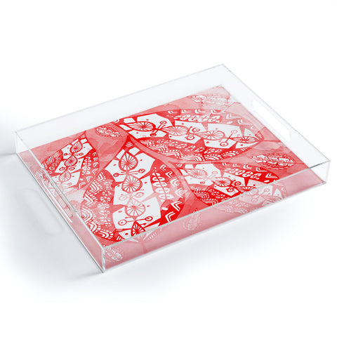 Julia Da Rocha Watercolor Redleaves Acrylic Tray