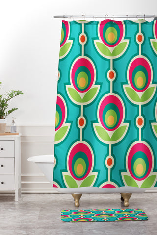 Juliana Curi Retro Soft Shower Curtain And Mat