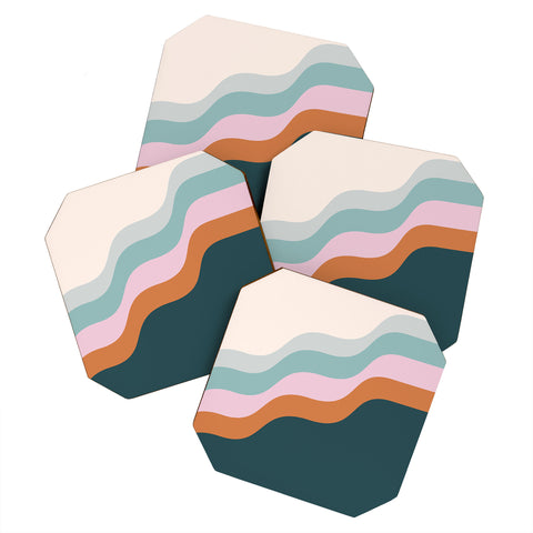June Journal Abstract Diagonal Waves in Tea Coaster Set
