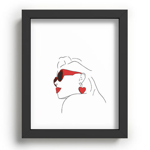 June Journal Red Sunglasses Woman Recessed Framing Rectangle