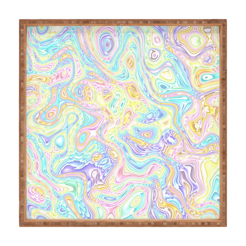 Kaleiope Studio Psychedelic Pastel Swirls Square Tray