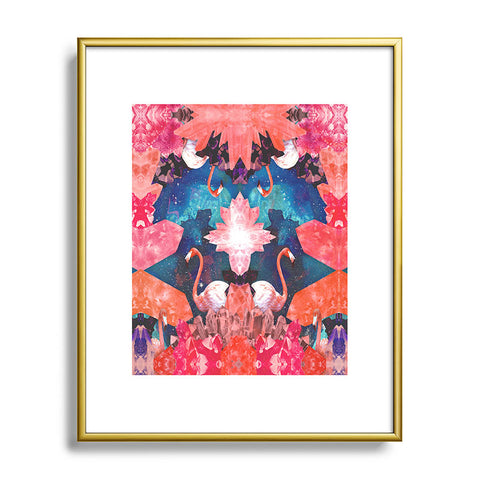 Kangarui Crystal Flamingo Metal Framed Art Print