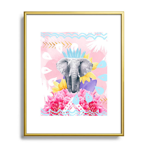 Kangarui Elephant Festival Pink Metal Framed Art Print
