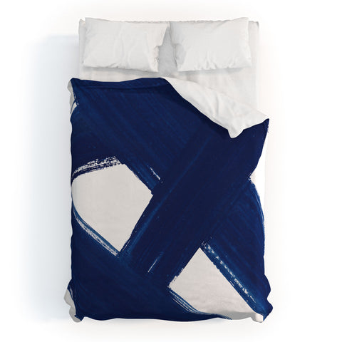 Kris Kivu Indigo Abstract Brush Strokes 3 Duvet Cover