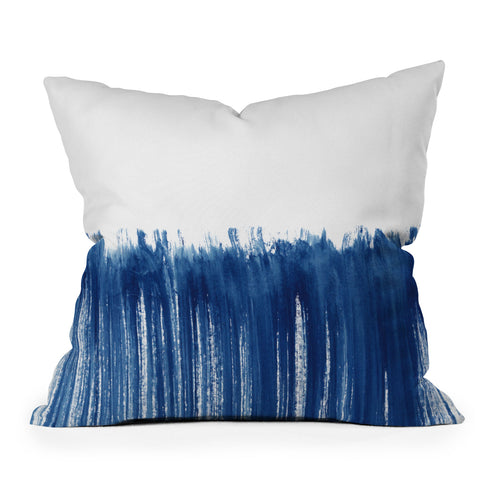 Kris Kivu Indigo Abstract Brush Strokes Throw Pillow