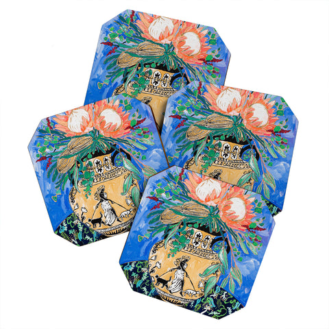 Lara Lee Meintjes Cat Walk Protea and Banksia Bouquet Coaster Set