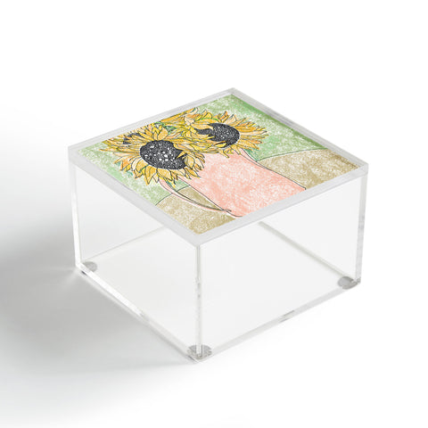 Lara Lee Meintjes Fall Sunflower Bouquet in Pitcher Offset Acrylic Box